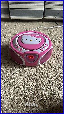 Hello Kitty CD Player Boombox Radio AM/FM Model KT2025 LED 2016 Tested Works EUC