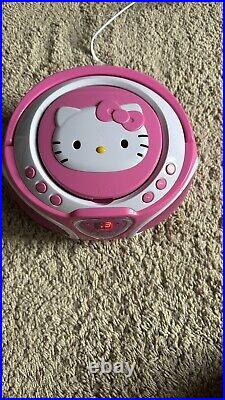 Hello Kitty CD Player Boombox Radio AM/FM Model KT2025 LED 2016 Tested Works EUC