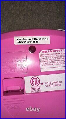 Hello Kitty CD Player Boombox Radio AM/FM Model KT2025 LED 2016 Tested Works EUC