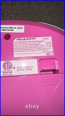 Hello Kitty CD Player Boombox Radio AM/FM Model KT2025 LED 2016 Tested Works EUC