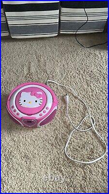 Hello Kitty CD Player Boombox Radio AM/FM Model KT2025 LED 2016 Tested Works EUC