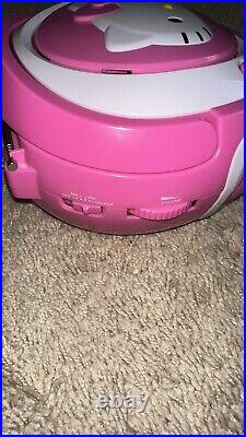 Hello Kitty CD Player Boombox Radio AM/FM Model KT2025 LED 2016 Tested Works EUC