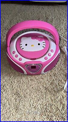 Hello Kitty CD Player Boombox Radio AM/FM Model KT2025 LED 2016 Tested Works EUC