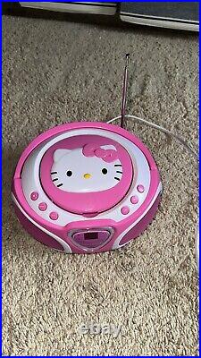 Hello Kitty CD Player Boombox Radio AM/FM Model KT2025 LED 2016 Tested Works EUC