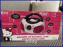 Hello Kitty CD Player Portable Boombox & Radio Black Pink 2013 Sanrio Co AM/FM