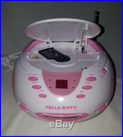 Hello Kitty Portable Boombox CD Cassette Recorder Player AM FM Radio AC or DC