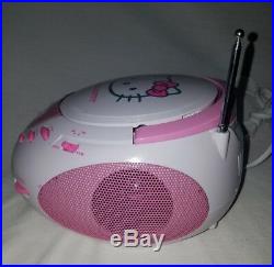 Hello Kitty Portable Boombox CD Cassette Recorder Player AM FM Radio AC or DC