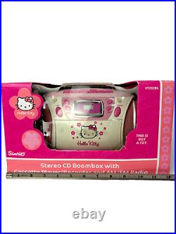 Hello Kitty Sanrio Cute Vintage Portable Stereo CD Player Radio Boombox NOS