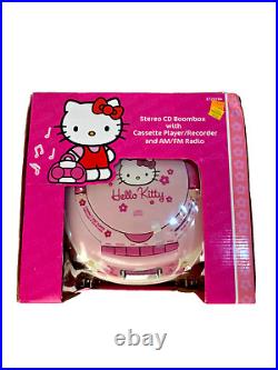 Hello Kitty Sanrio Cute Vintage Portable Stereo CD Player Radio Boombox NOS