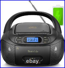 Hernido Portable Boombox with CD Cassette Player Combo, FM Radio, Rechargeable