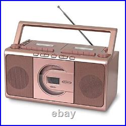 JENSEN Portable Stereo Retro Boombox with CD and Cassette Player MCR-1000 wit