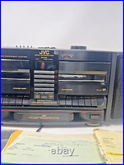 JVC Boombox PC-V88 Hyper Bass Equalizer AM FM Dual Cassettes Portable 5 Band CIB