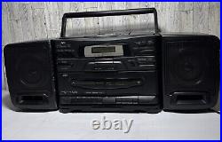 JVC PC- X 105 Portable System CD Player FM AM Dual Cassette Hyper Bass. TESTED