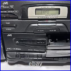 JVC PC- X 105 Portable System CD Player FM AM Dual Cassette Hyper Bass. TESTED