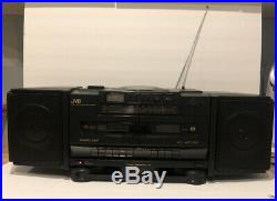 JVC PC-X100 AM FM Dual Cassette CD Portable System Player Boombox Hyper-Bass