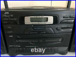 JVC PC-X105 Portable Boombox Ghetto Blaster Dual Cassette Deck CD Player
