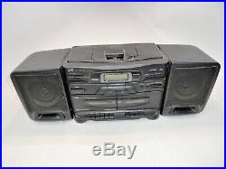 JVC PC-X110 CD Dual Cassette Player Portable Boombox System Limited Test AS-IS