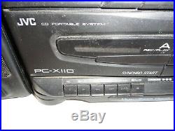 JVC PC-X110 CD Dual Cassette Player Portable Boombox System Limited Test AS-IS