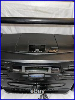 JVC PC-X110 CD Player Portable System AM/FM Radio Dual Cassette Boombox TESTED