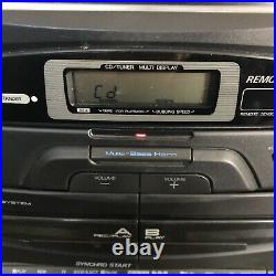 JVC PC-X110 CD Portable System Player FM AM Dual Cassette Boombox Remote Nice
