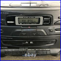 JVC PC-X110 CD Portable System Player FM AM Dual Cassette Boombox Remote Nice