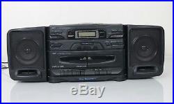 JVC PC-X110 CD Portable System Player FM AM Dual Cassette Tested Working Nice