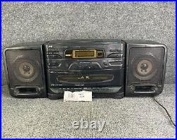 JVC PC-X110 Portable CD FM/AM Radio Dual Cassette Tape Player Boombox In Black