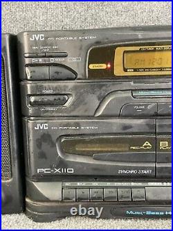 JVC PC-X110 Portable CD FM/AM Radio Dual Cassette Tape Player Boombox In Black