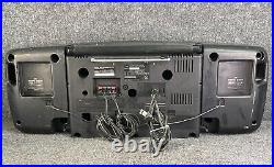 JVC PC-X110 Portable CD FM/AM Radio Dual Cassette Tape Player Boombox In Black