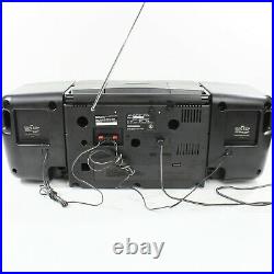 JVC PC-X110 Portable System CD Player FM AM Dual Cassette Cleaned Serviced