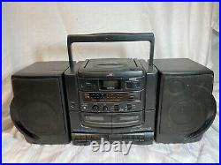 JVC PC-X75 CD Dual Cassette Tuner Portable Player Recorder Boombox Tested
