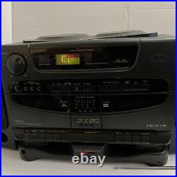JVC PC-XT5 Twin CD Dual Cassette Player AM/FM Portable Stereo Boombox RARE Read