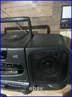 JVC PC-XT5 Twin CD Dual Cassette Player AM/FM Portable Stereo Boombox Tested