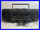 JVC PC-XT5 Twin CD Dual Cassette Player Portable Stereo Boombox In Black