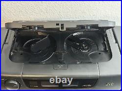 JVC PC-XT5 Twin CD Dual Cassette Player Portable Stereo Boombox In Black