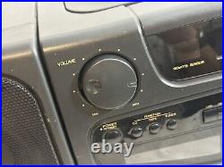 JVC PC-XT5 Twin CD Dual Cassette Player Portable Stereo Boombox In Black