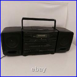 JVC PCX110 CD Portable System Player FM AM Dual Cassette Boombox Radio Bass Horn
