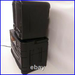 JVC PCX110 CD Portable System Player FM AM Dual Cassette Boombox Radio Bass Horn