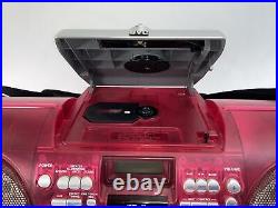 JVC RV-B550 CD/Cassette Boombox Portable Stereo System RED AuxNICETESTED