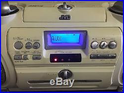 JVC RV NB10W boom box portable cd radio cd player small pa Kaboom ghetto blaster