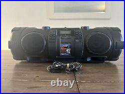 JVC RV-NB52B KABOOM! Powered Woofer Stereo Boombox w AM/FM CD USB iPod Dock