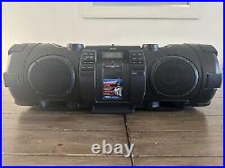 JVC RV-NB52B KABOOM! Powered Woofer Stereo Boombox w AM/FM CD USB iPod Dock