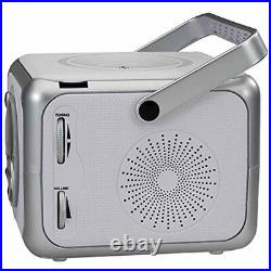 Jensen Bluetooth Boombox with FM Stereo Top Loading CD Player Portable Silver