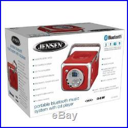 Jensen CD-555 Red CD Bluetooth Boombox Portable Music System with Player