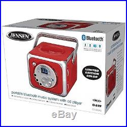 Jensen CD-555 Red Limited Edtion Portable Bluetooth Music System with CD Player