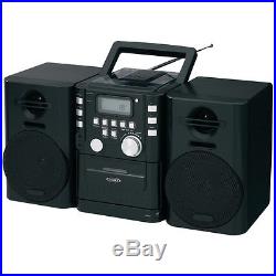 Jensen CD-725 Portable Boombox CD Cassette Player & FM Stereo Radio Black New