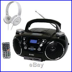 Jensen CD750 Portable AM/FM Stereo CD, MP3, Player with White On-Ear Headphone
