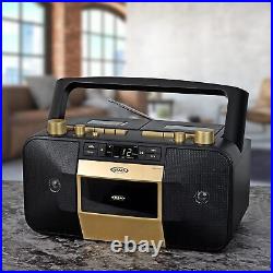 Jensen MCR-1500 Gold Modern Retro Music System Portable CD/MP3 Cassette Player