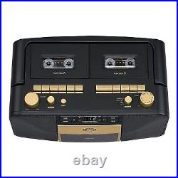 Jensen MCR-1500 Gold Modern Retro Music System Portable CD/MP3 Cassette Player