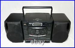 Jvc Portable Boombox Stereo 6 Disc CD Dual Cassette Tape Player Speakers System